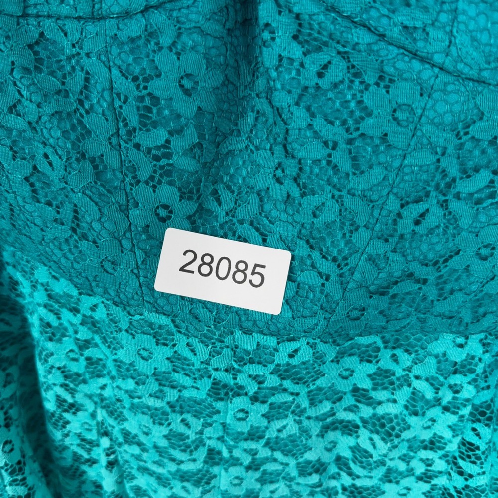 Betsey Johnson Halter Dress Womens 4 Teal Floral Lace Ombre High Low Party Prom - Picture 11 of 11